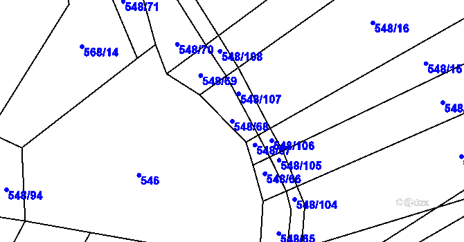 Parcela st. 548/68 v KÚ Držkrajov, Katastrální mapa