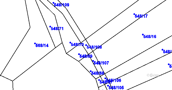 Parcela st. 548/108 v KÚ Držkrajov, Katastrální mapa