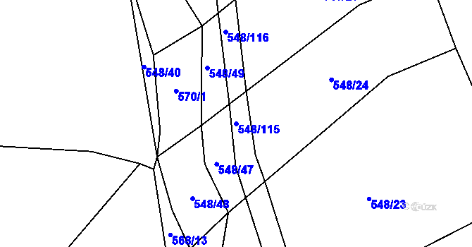 Parcela st. 548/115 v KÚ Držkrajov, Katastrální mapa