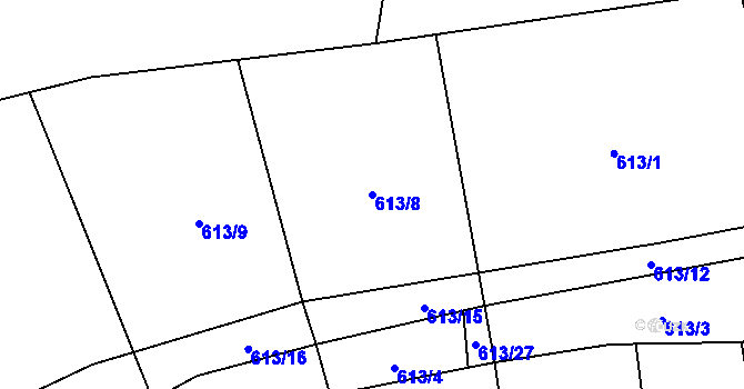 Parcela st. 613/8 v KÚ Držkrajov, Katastrální mapa