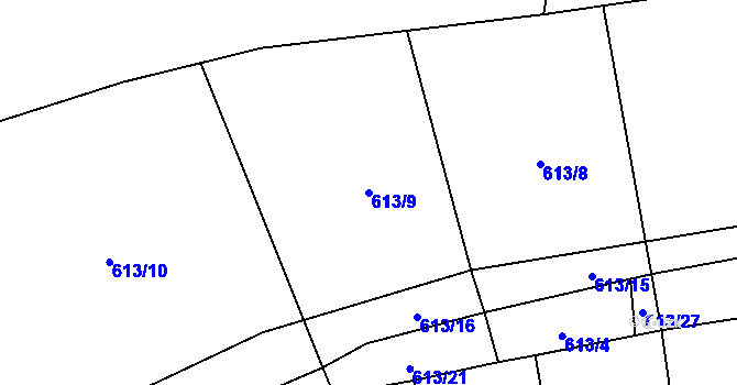 Parcela st. 613/9 v KÚ Držkrajov, Katastrální mapa