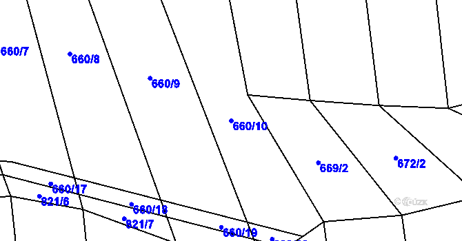 Parcela st. 660/10 v KÚ Držkrajov, Katastrální mapa
