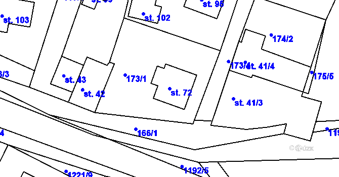 Parcela st. 72 v KÚ Přeštěnice, Katastrální mapa