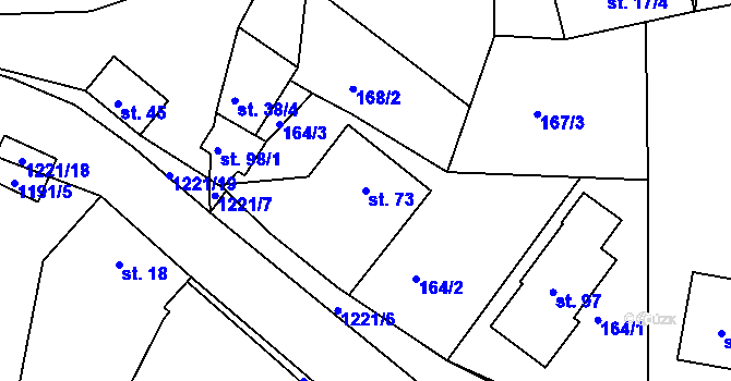 Parcela st. 73 v KÚ Přeštěnice, Katastrální mapa