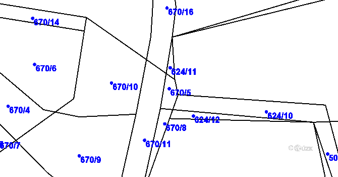 Parcela st. 670/5 v KÚ Přeštěnice, Katastrální mapa