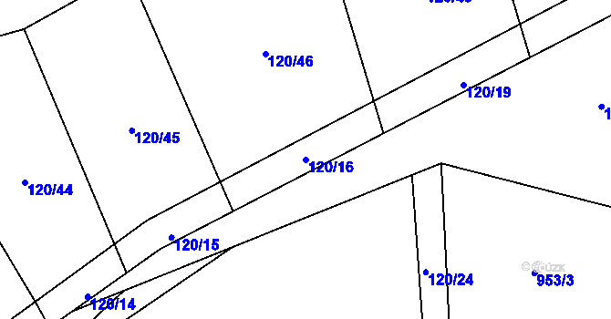 Parcela st. 120/16 v KÚ Přeštěnice, Katastrální mapa