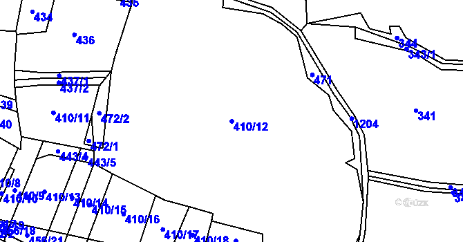 Parcela st. 410/12 v KÚ Přeštěnice, Katastrální mapa