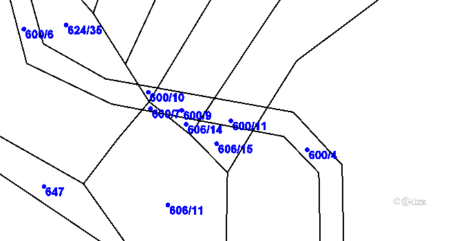 Parcela st. 600/11 v KÚ Přeštěnice, Katastrální mapa