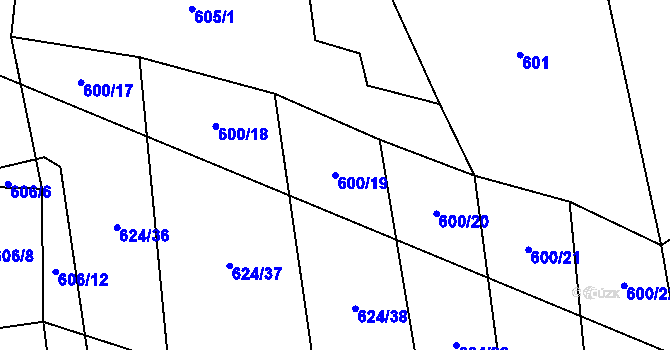 Parcela st. 600/19 v KÚ Přeštěnice, Katastrální mapa