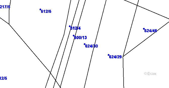 Parcela st. 624/30 v KÚ Přeštěnice, Katastrální mapa