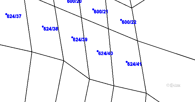 Parcela st. 624/40 v KÚ Přeštěnice, Katastrální mapa