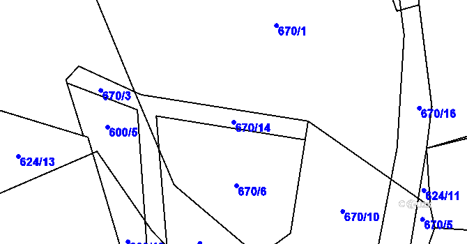 Parcela st. 670/14 v KÚ Přeštěnice, Katastrální mapa