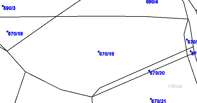 Parcela st. 670/19 v KÚ Přeštěnice, Katastrální mapa