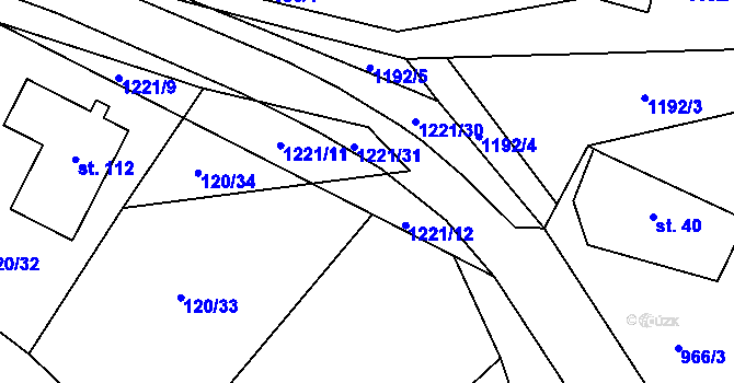 Parcela st. 1221/10 v KÚ Přeštěnice, Katastrální mapa
