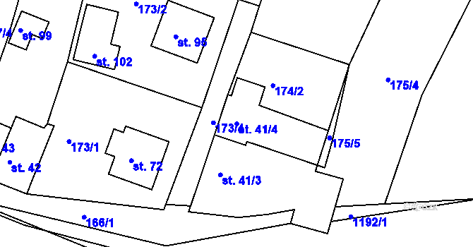 Parcela st. 41/4 v KÚ Přeštěnice, Katastrální mapa