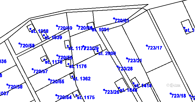 Parcela st. 2900 v KÚ Přeštice, Katastrální mapa