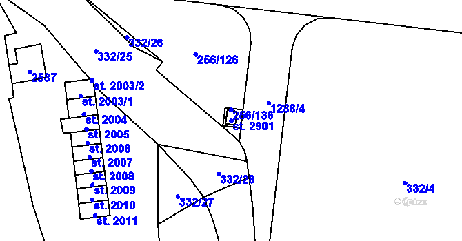 Parcela st. 2901 v KÚ Přeštice, Katastrální mapa