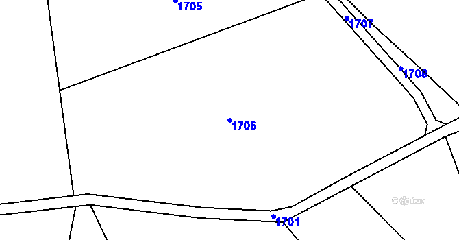 Parcela st. 1706 v KÚ Přeštice, Katastrální mapa