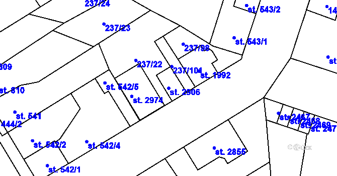 Parcela st. 2906 v KÚ Přeštice, Katastrální mapa