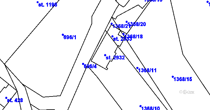 Parcela st. 2932 v KÚ Přeštice, Katastrální mapa