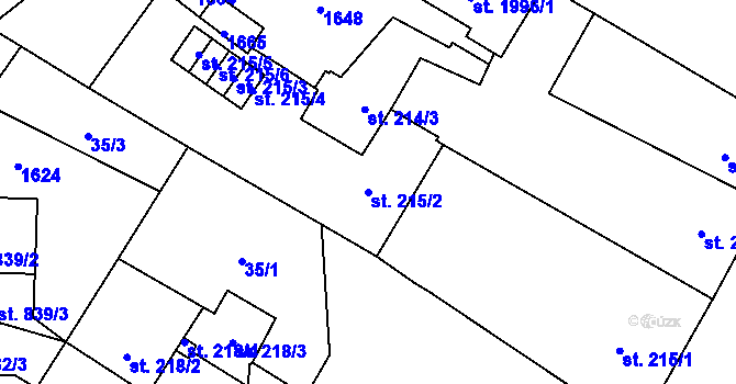 Parcela st. 215/2 v KÚ Přeštice, Katastrální mapa