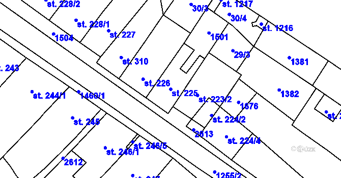 Parcela st. 225 v KÚ Přeštice, Katastrální mapa