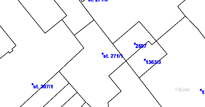 Parcela st. 271/1 v KÚ Přeštice, Katastrální mapa