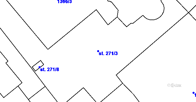 Parcela st. 271/3 v KÚ Přeštice, Katastrální mapa
