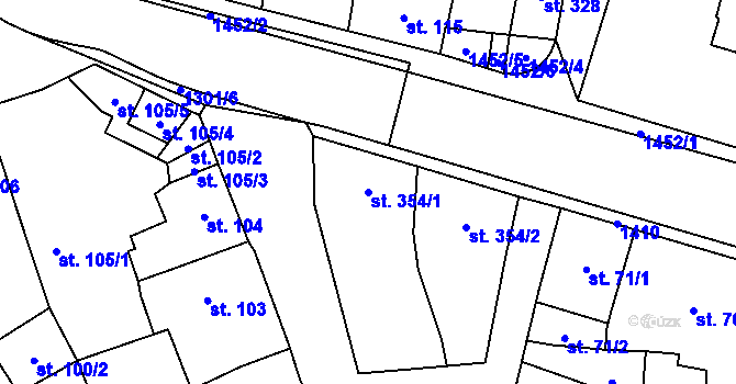 Parcela st. 354/1 v KÚ Přeštice, Katastrální mapa