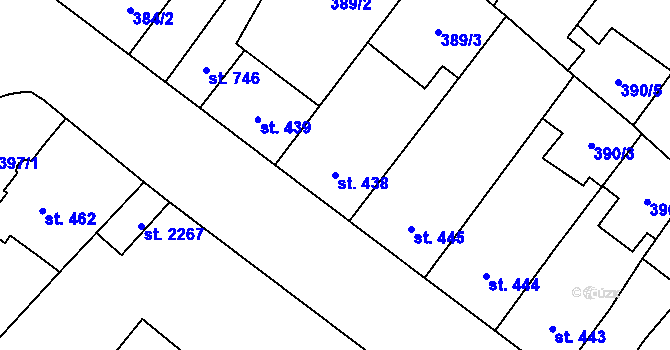 Parcela st. 438 v KÚ Přeštice, Katastrální mapa