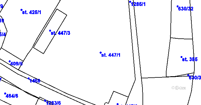 Parcela st. 447/1 v KÚ Přeštice, Katastrální mapa