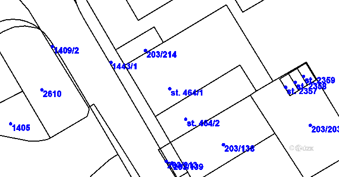 Parcela st. 464/1 v KÚ Přeštice, Katastrální mapa