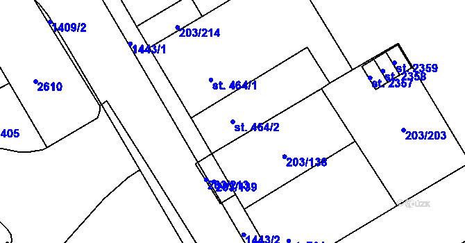 Parcela st. 464/2 v KÚ Přeštice, Katastrální mapa