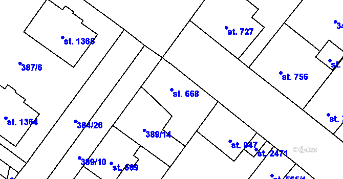 Parcela st. 668 v KÚ Přeštice, Katastrální mapa