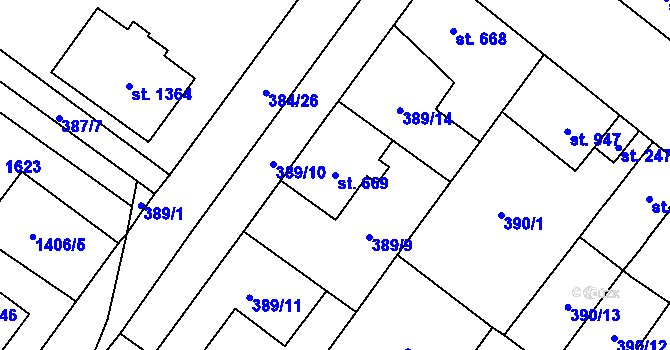 Parcela st. 669 v KÚ Přeštice, Katastrální mapa