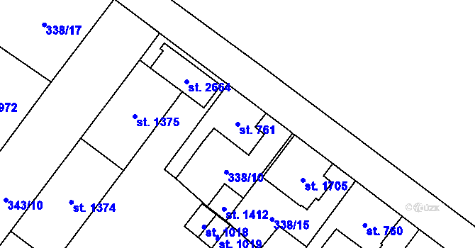 Parcela st. 761 v KÚ Přeštice, Katastrální mapa