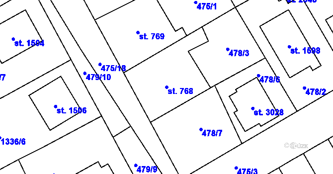 Parcela st. 768 v KÚ Přeštice, Katastrální mapa