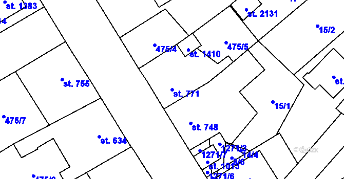 Parcela st. 771 v KÚ Přeštice, Katastrální mapa