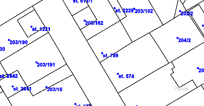 Parcela st. 789 v KÚ Přeštice, Katastrální mapa