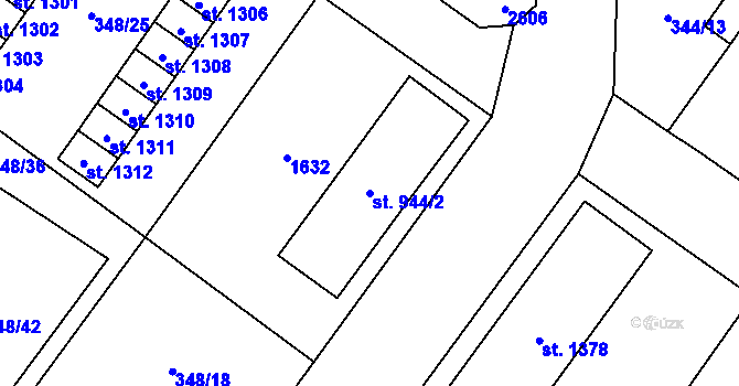 Parcela st. 944/2 v KÚ Přeštice, Katastrální mapa