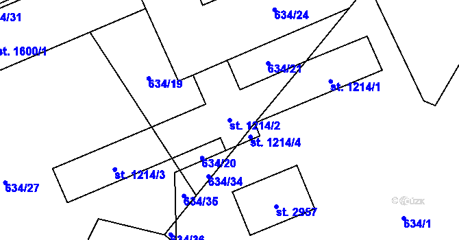 Parcela st. 1214/2 v KÚ Přeštice, Katastrální mapa