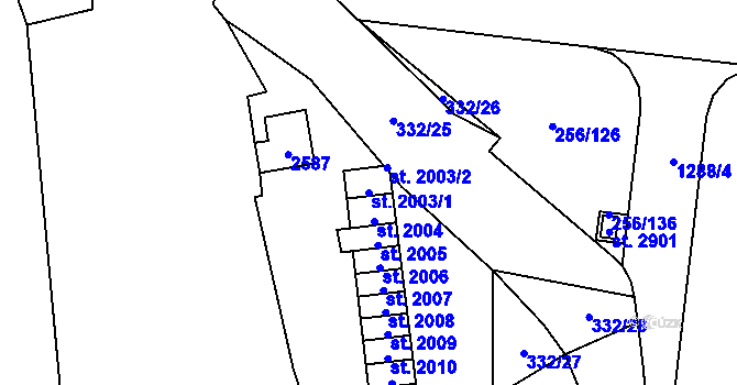 Parcela st. 2003/1 v KÚ Přeštice, Katastrální mapa