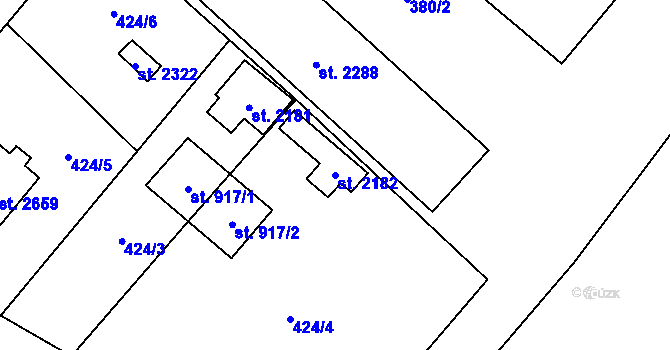 Parcela st. 2182 v KÚ Přeštice, Katastrální mapa