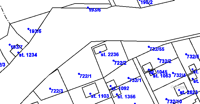 Parcela st. 2236 v KÚ Přeštice, Katastrální mapa