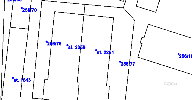 Parcela st. 2261 v KÚ Přeštice, Katastrální mapa