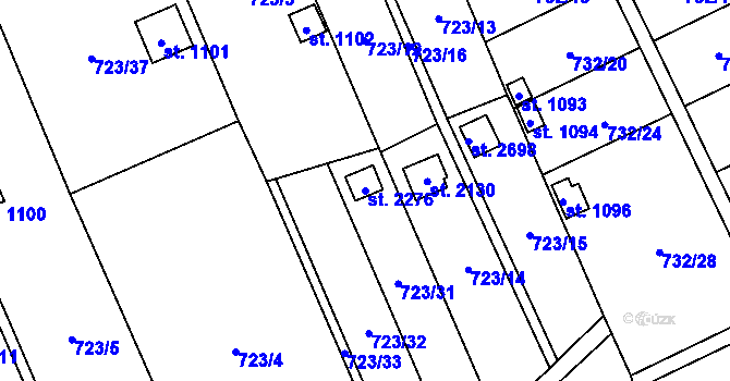Parcela st. 2276 v KÚ Přeštice, Katastrální mapa