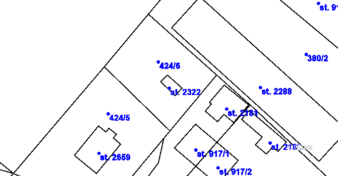 Parcela st. 2322 v KÚ Přeštice, Katastrální mapa