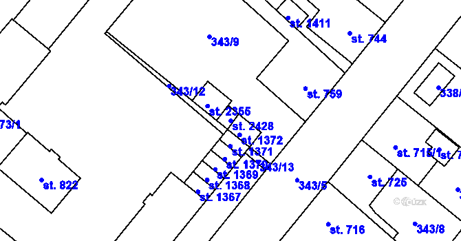 Parcela st. 2428 v KÚ Přeštice, Katastrální mapa
