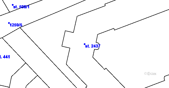 Parcela st. 2437 v KÚ Přeštice, Katastrální mapa