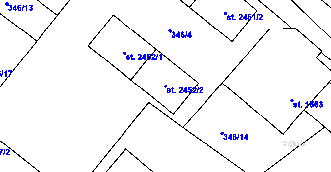 Parcela st. 2452/2 v KÚ Přeštice, Katastrální mapa